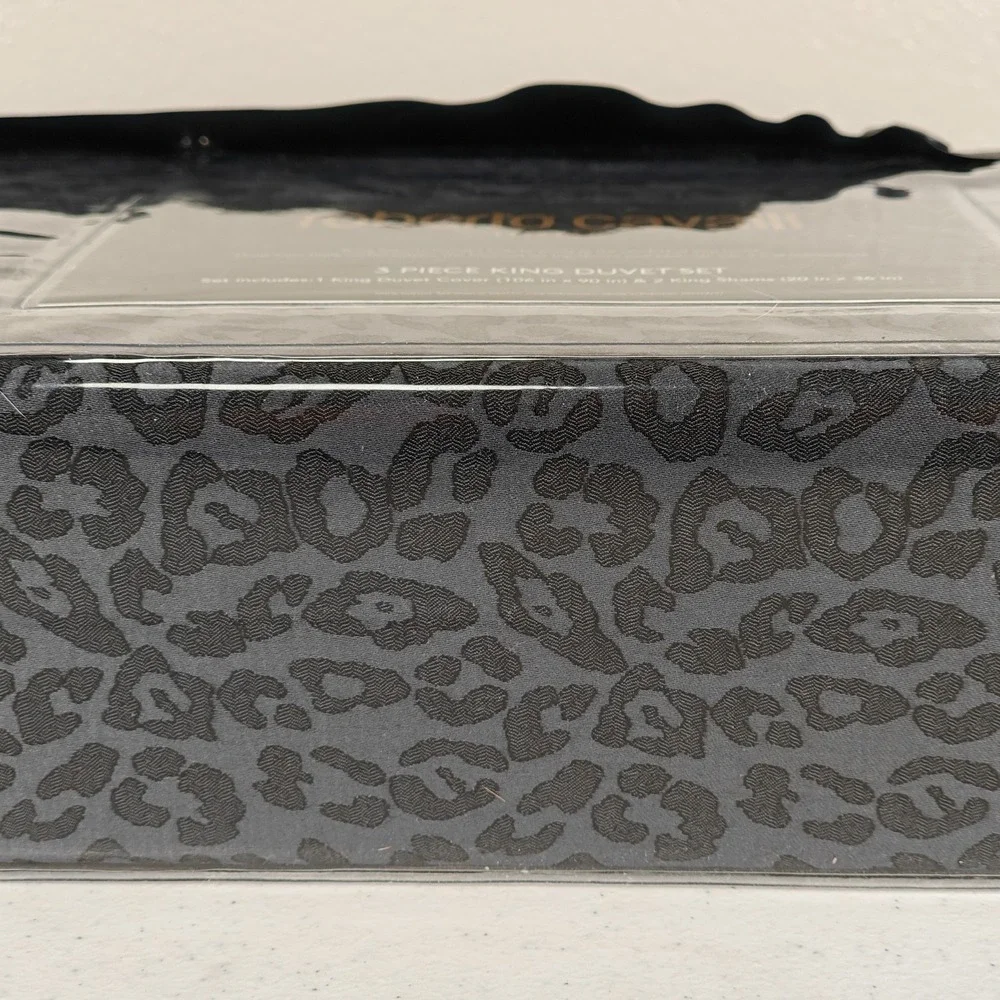 BRAND NEW Roberto Cavalli KING Duvet Cover Set Gray Leopard Print Luxury Bedding